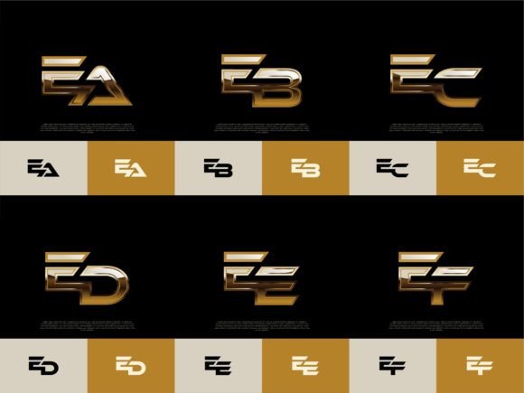 Download 6 Sets of EA-EF Initials Luxury Logos - Luxury Collection