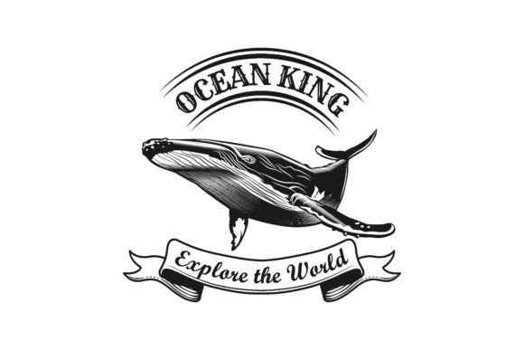 Download Stylish Emblem with Ocean King. Monochro - Emblem Collection