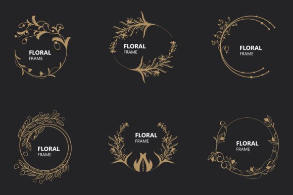 Download Floral Frame Round Shape Emblem Logotype - Emblem Collection