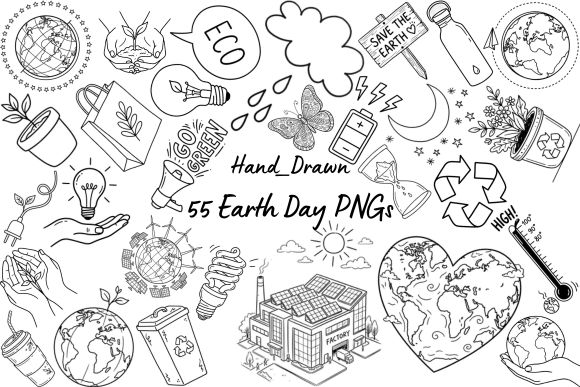 Download 55 Hand-Drawn Earth Day PNG Doodles - Premium Resources