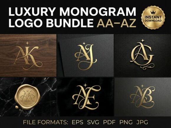 Download Luxury Monogram Logo Bundle AA–AZ - Luxury Collection