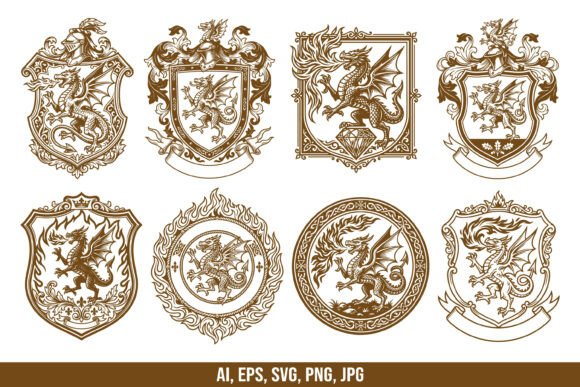 Download Heraldic Medieval Dragon Emblem SVG - Emblem Collection