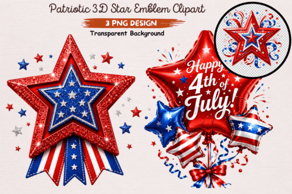 Download Patriotic 3D Star Emblem PNG Clipart,USA - Emblem Collection