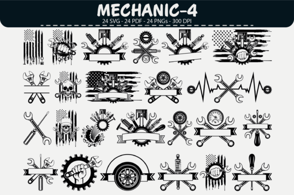 Download Mechanic Emblem Vector Set – 24 Designs - Emblem Collection